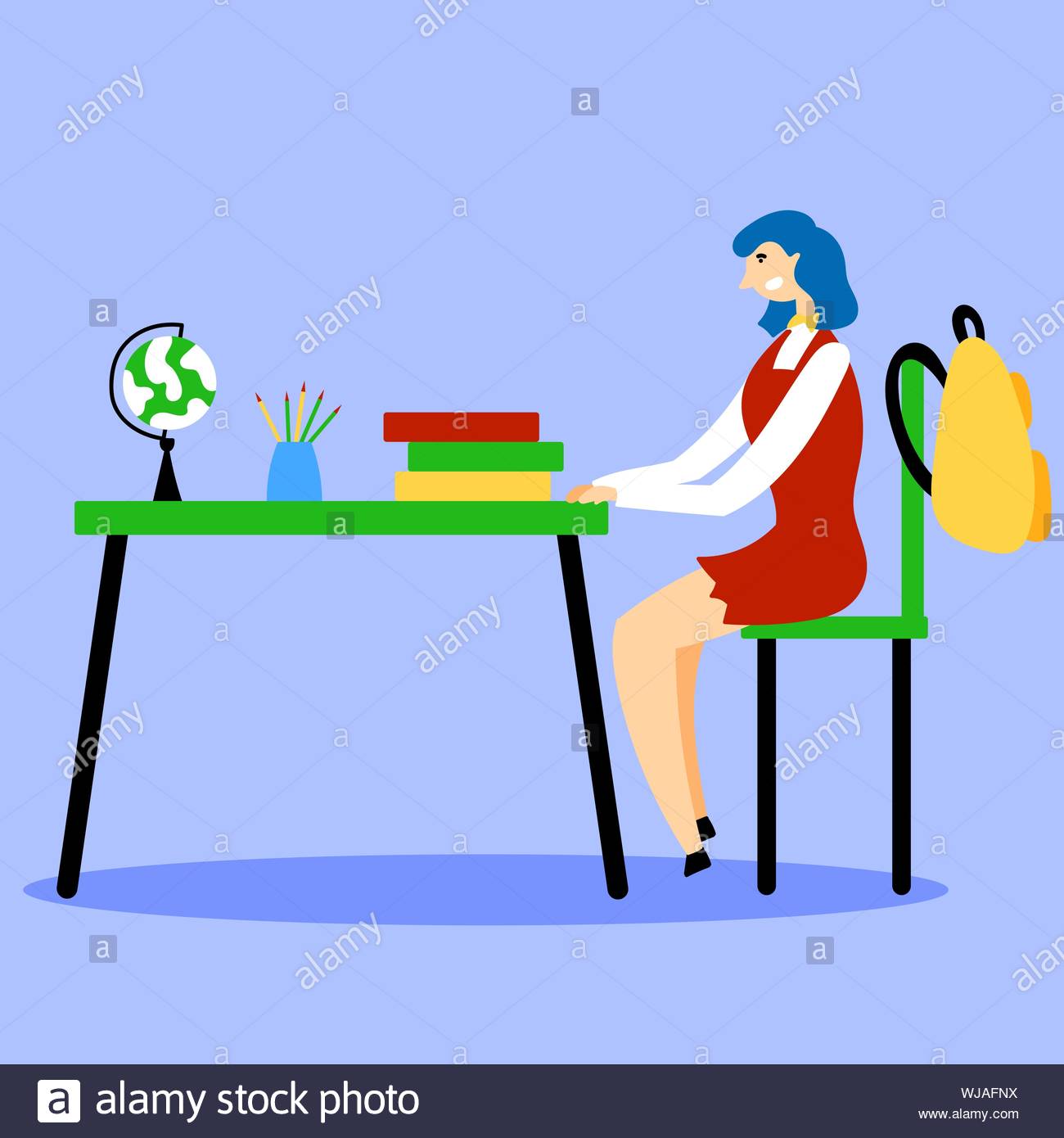 The Student Is Sitting At A Desk In The Classroom Study At School