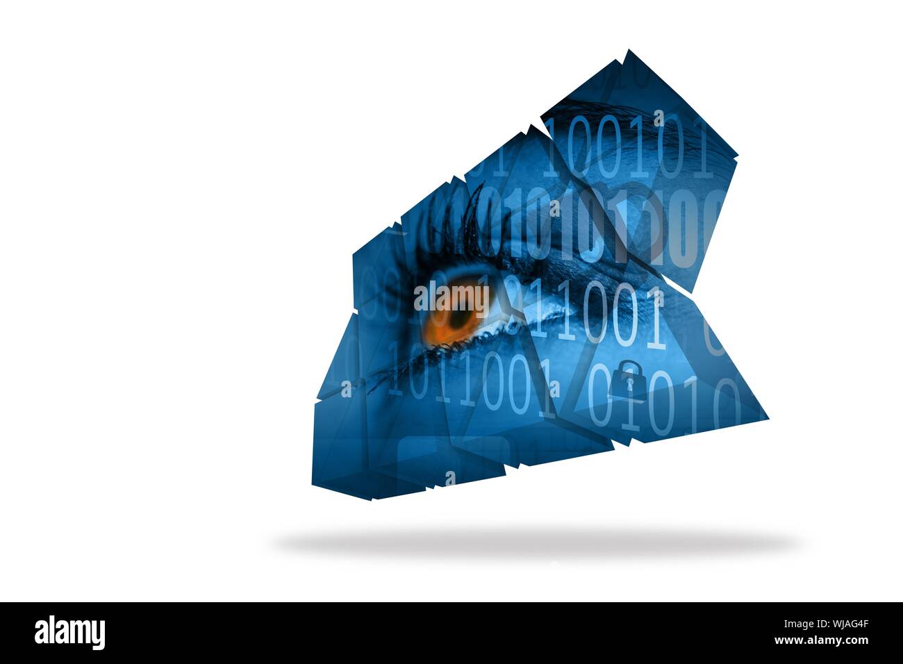 Eye and binary code on abstract screen Stock Photo