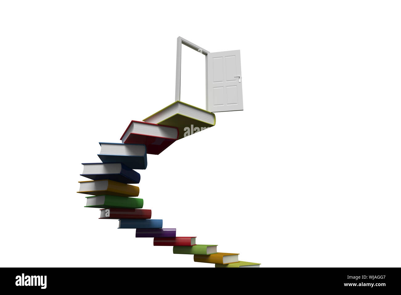 Steps made out of books with an open door Stock Photo - Alamy