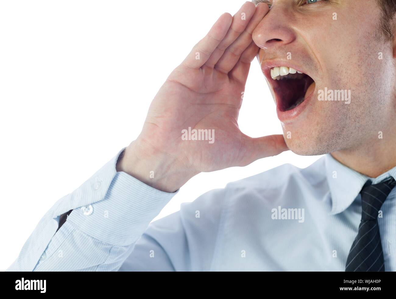 Businessman shouting Stock Photo