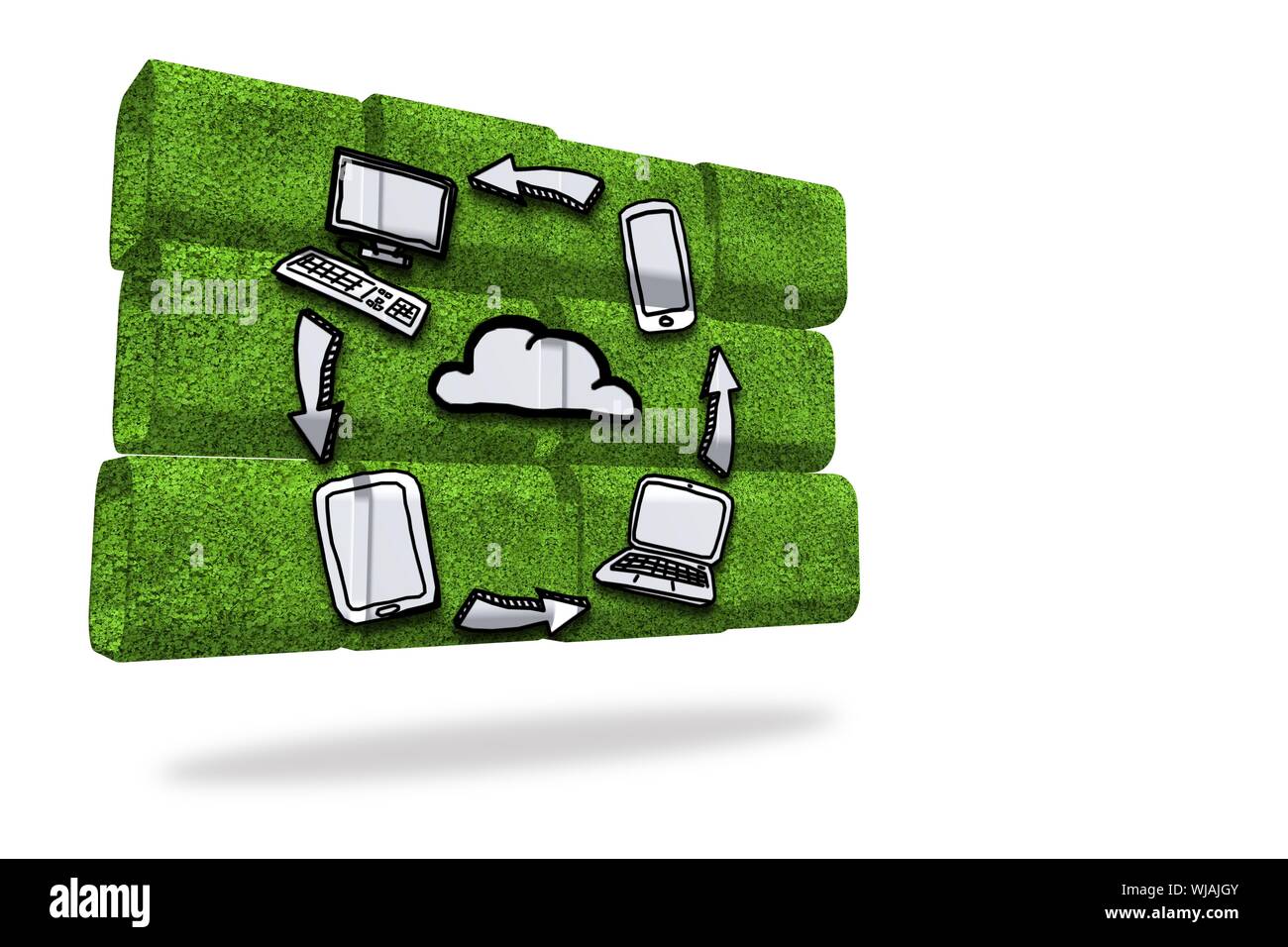 Cloud computing cycle on abstract screen Stock Photo