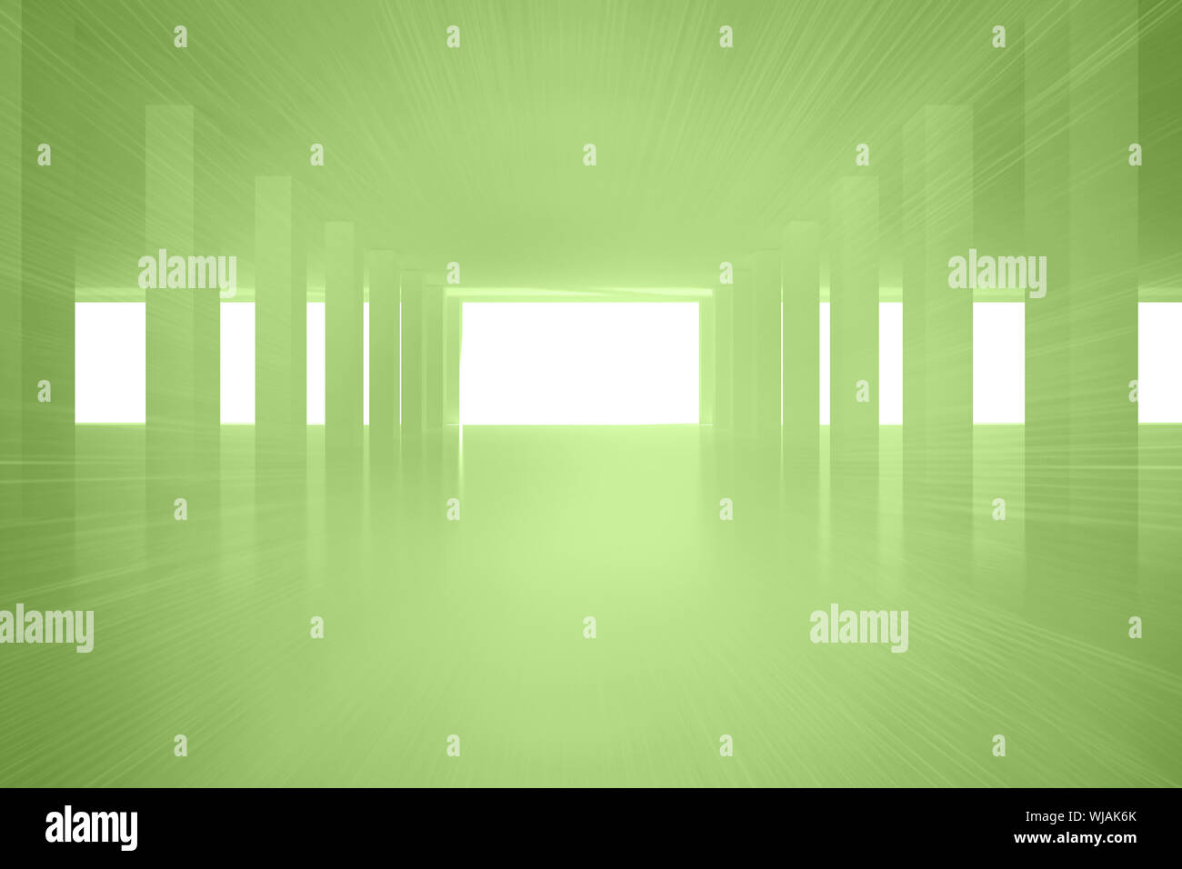 Bright green room with windows Stock Photo