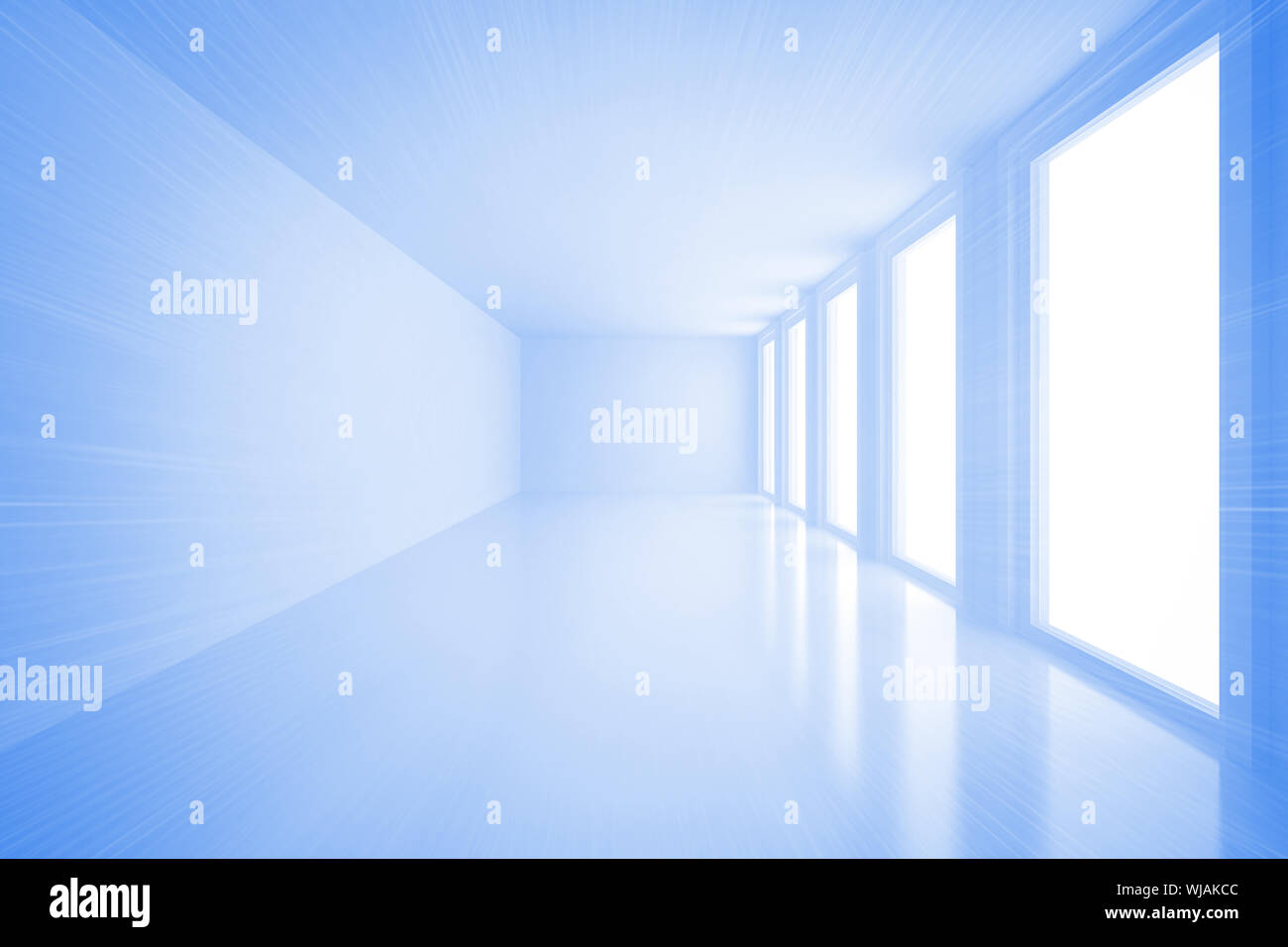 Bright blue room with windows Stock Photo Alamy