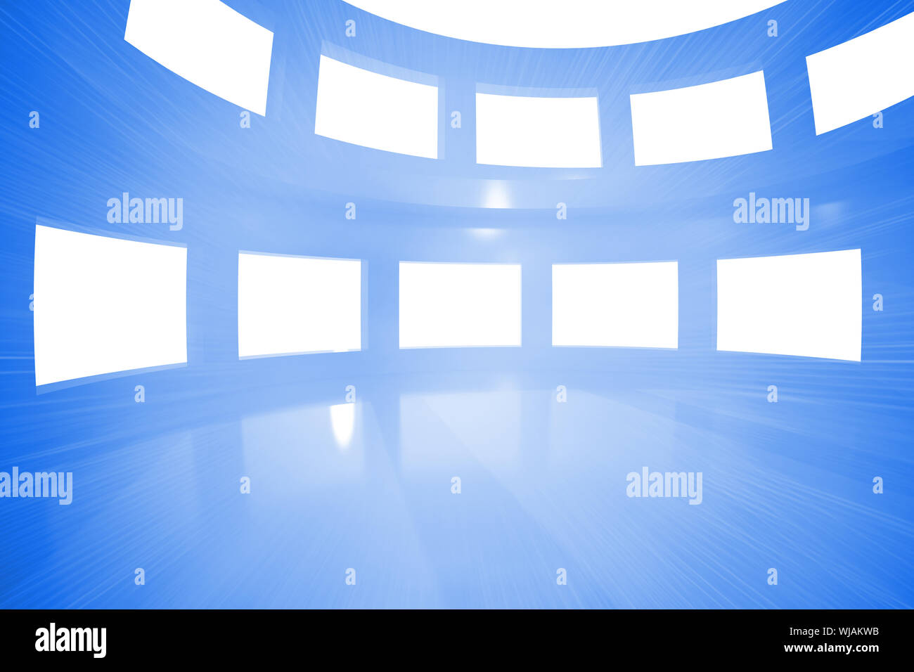 Bright blue room with windows Stock Photo Alamy