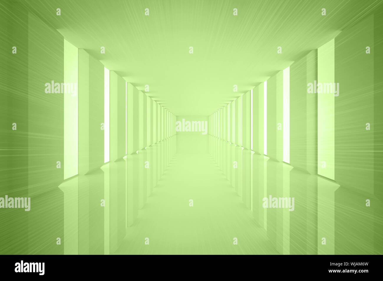 Bright green room with windows Stock Photo