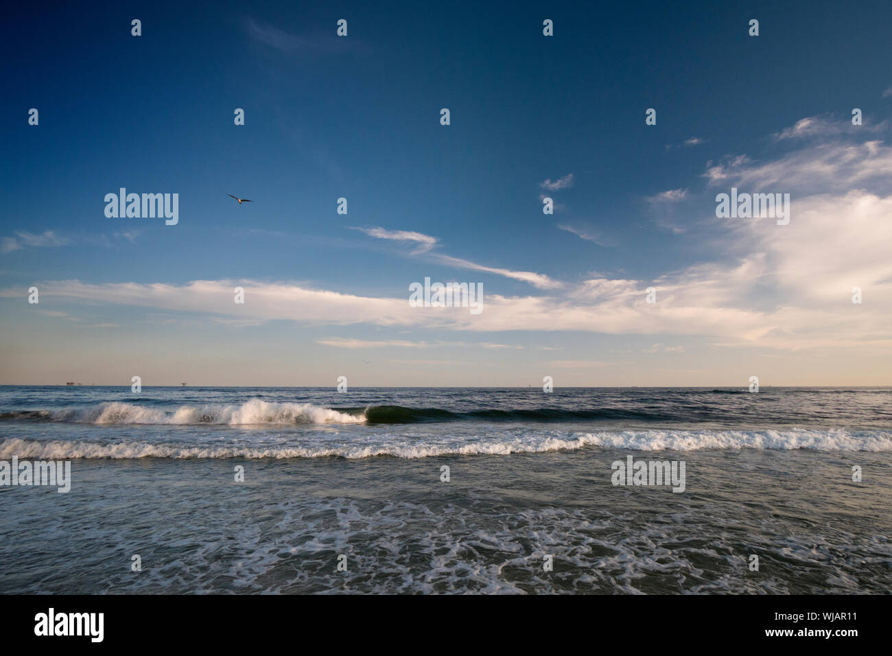 Gulf of Mexico from the Fort Morgan Peninsula near Gulf Shores, Alabama Stock Photo