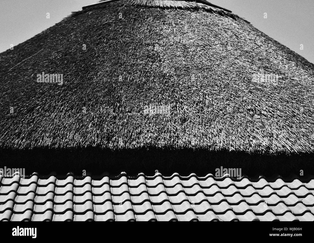 Thatched roof Black and White Stock Photos & Images - Alamy