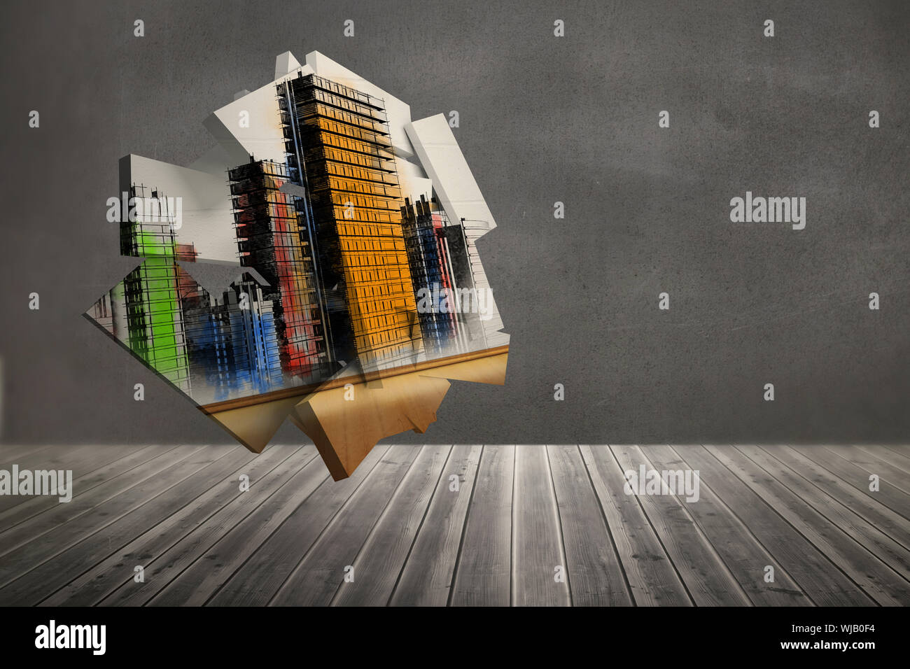 Urban graphic on abstract screen in room Stock Photo Alamy