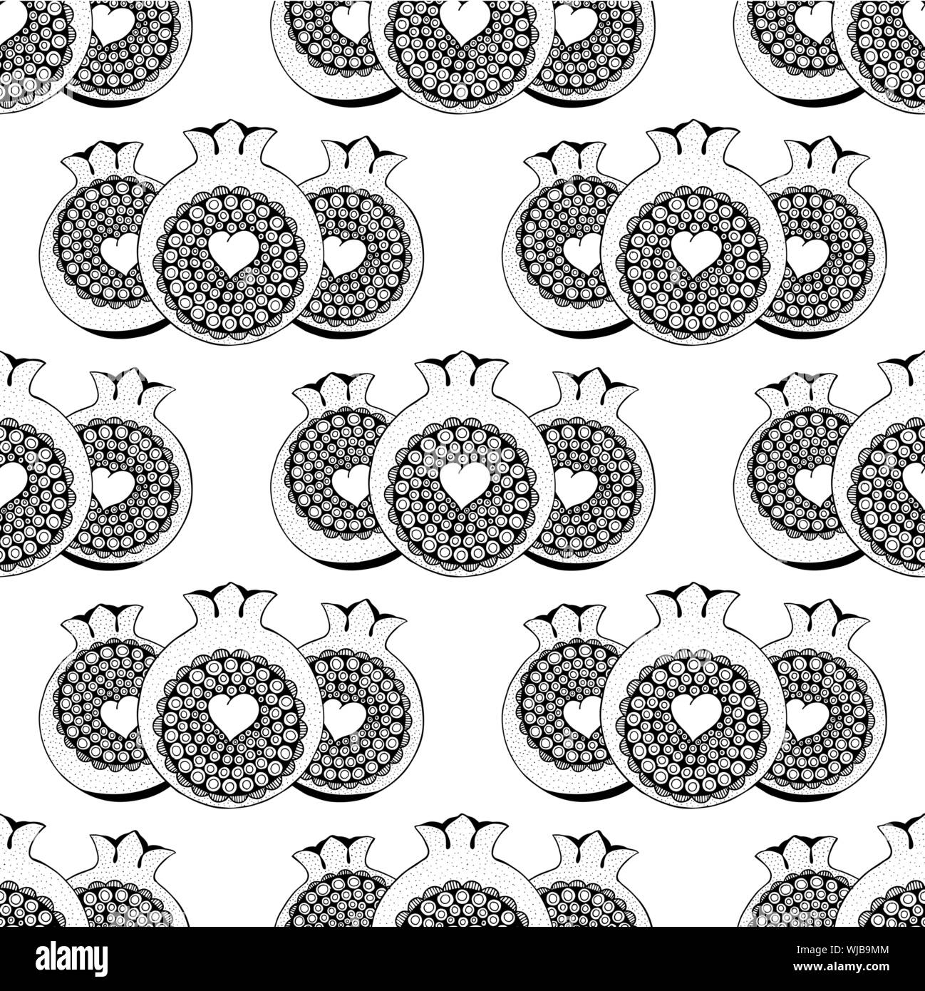 seamless pattern with abstract garnet. black and white. vector Stock Vector