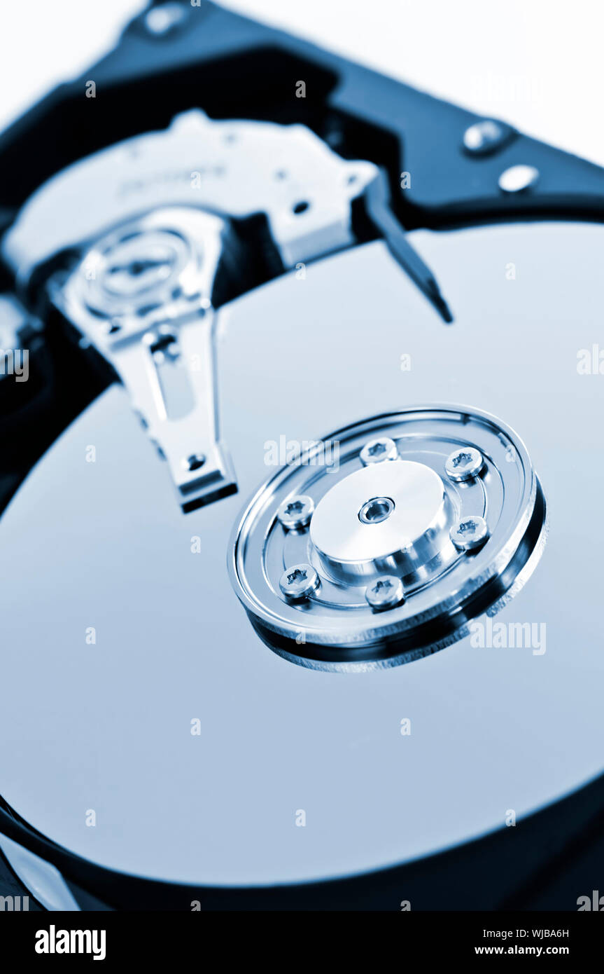 Closeup of hard disk drive internal components Stock Photo Alamy