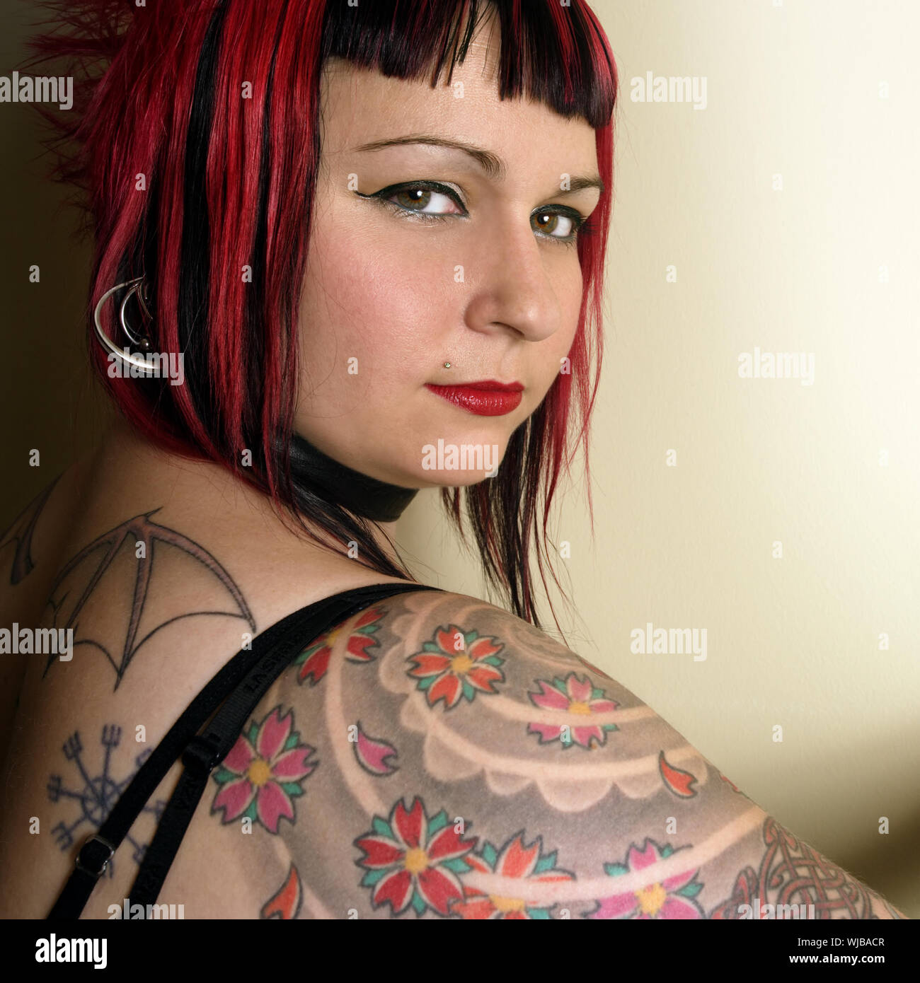Beautiful tattoo goth girl Stock Photo - Alamy