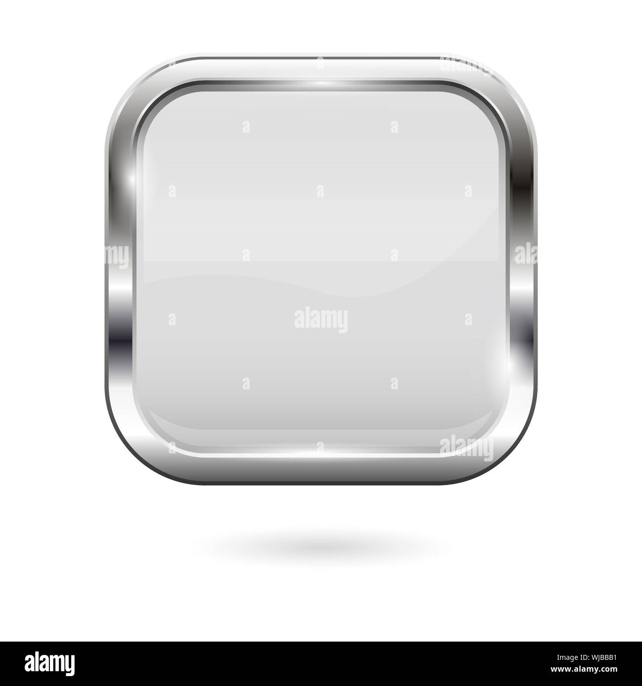 White glass button. 3d shiny square icon Stock Vector