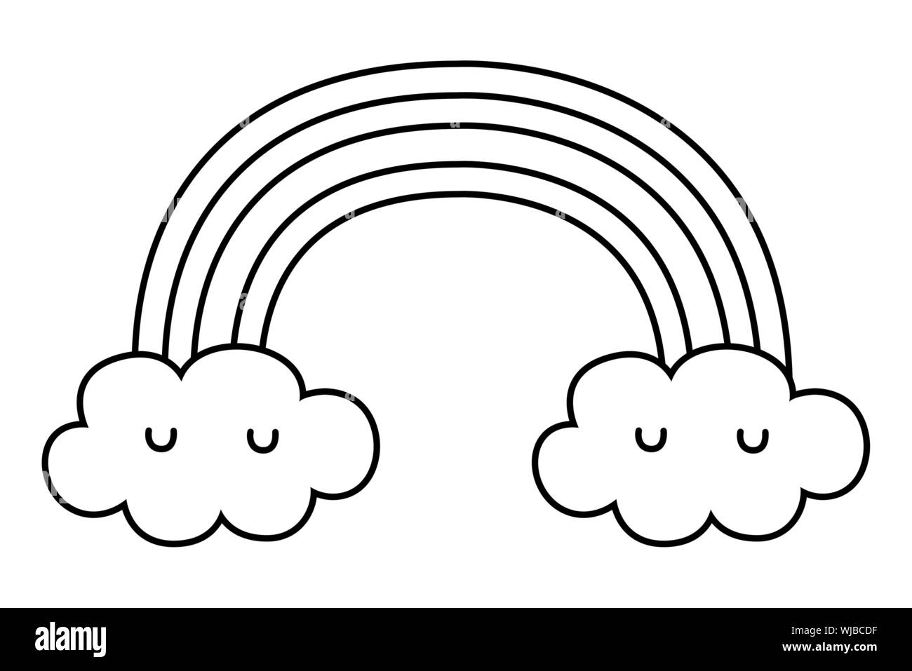 rainbow and clouds cartoon design weather climate time report meteorology sky and nature theme vector illustration stock vector image art alamy