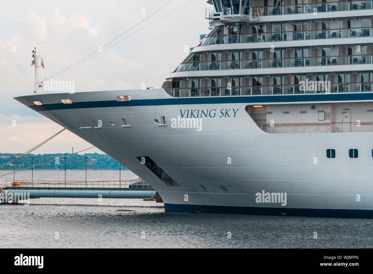 Cruise ships MV Viking Sky of the Viking Ocean Cruises Fleet docked in