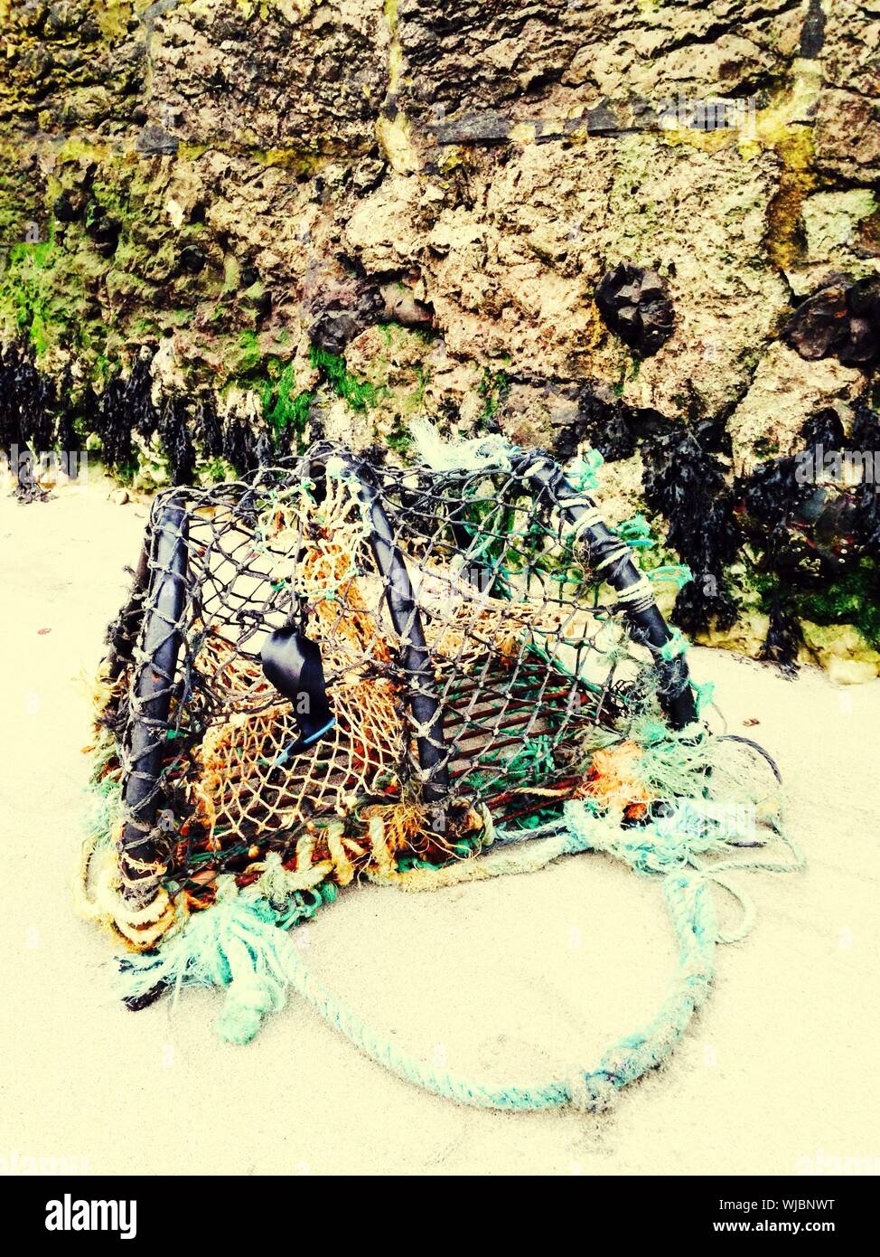 Close-up Of Empty Crab Pot Stock Photo