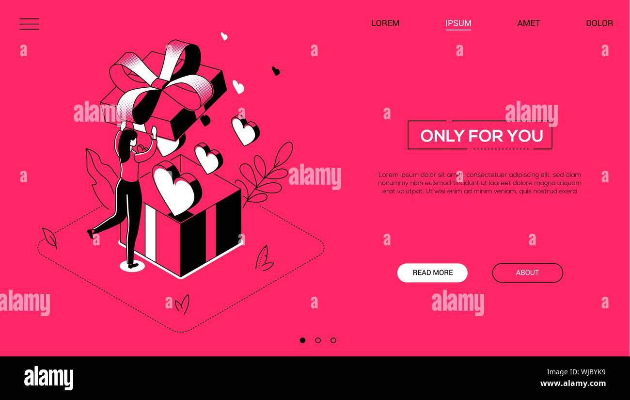 Only for you - line design style isometric web banner Stock Vector