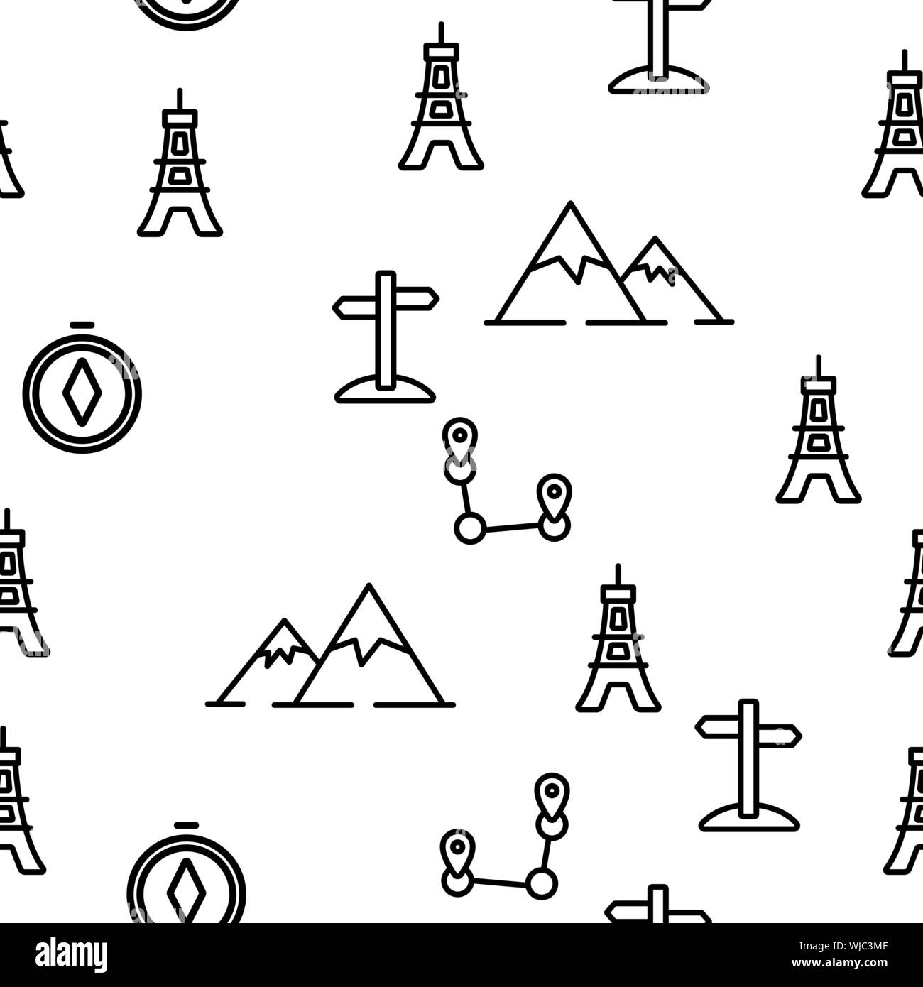 Tourism And Travel Around World Vector Seamless Pattern Stock Vector ...
