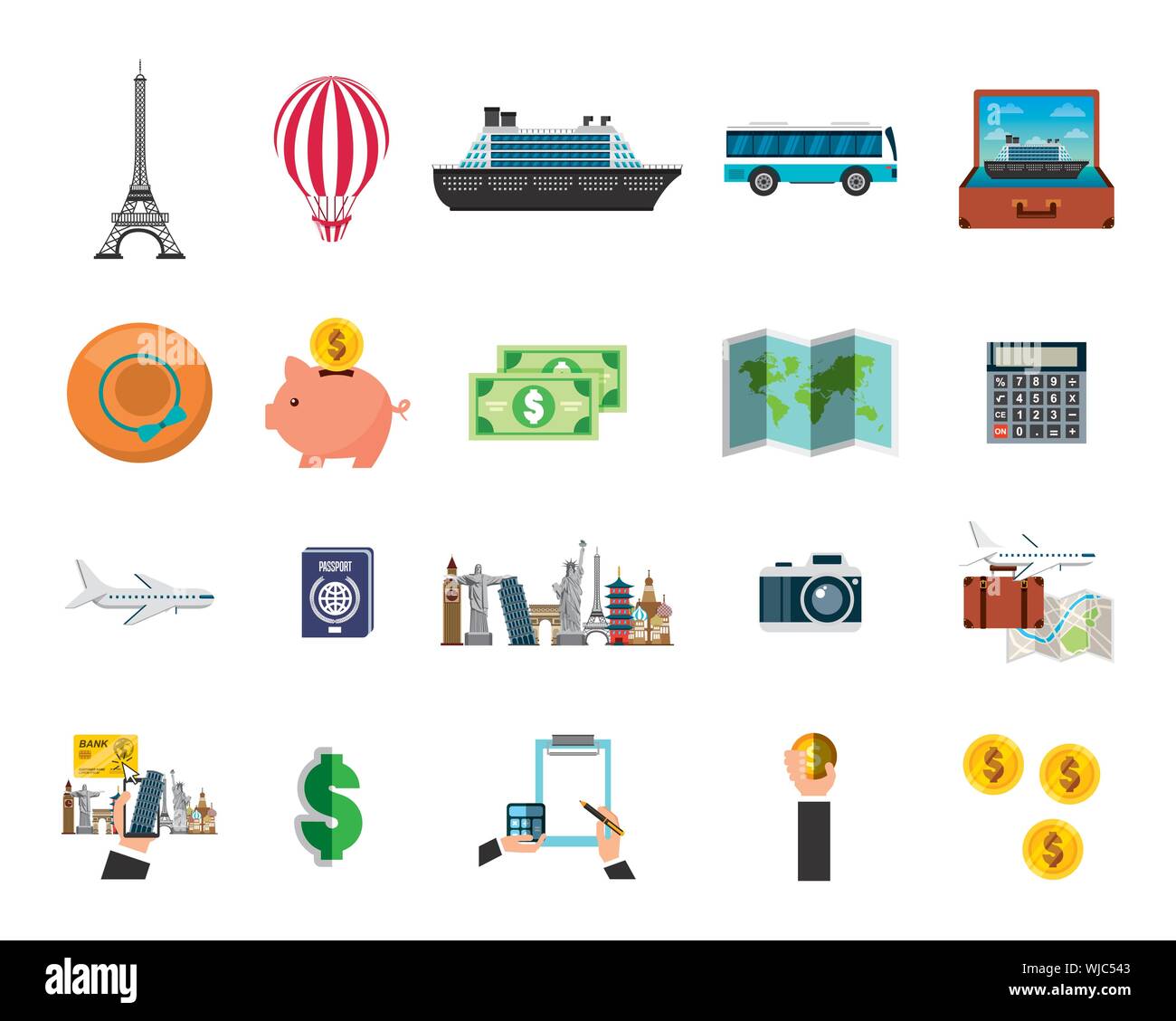 travel around of the world set icons Stock Vector Image & Art - Alamy