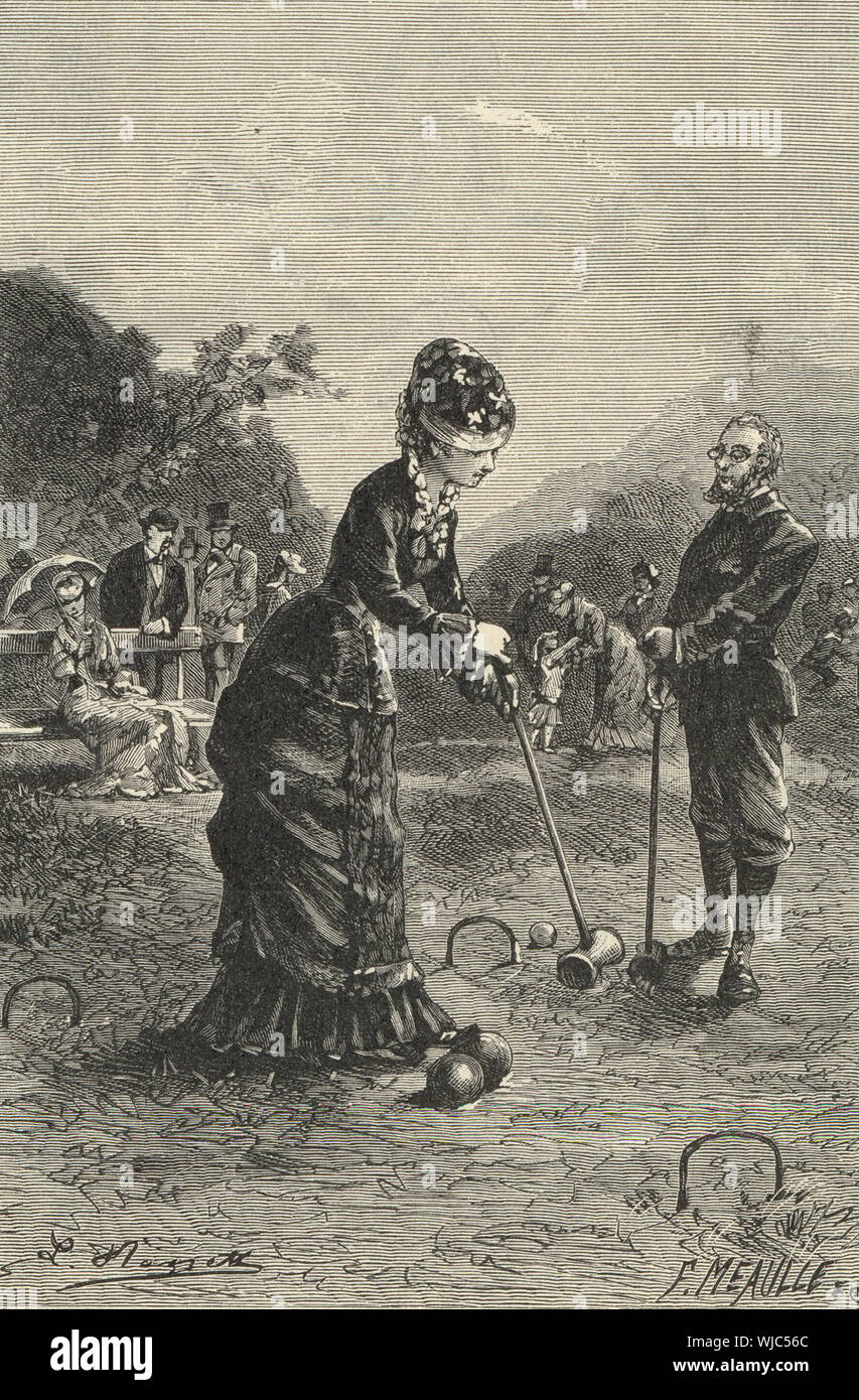 CROQUET in an 1882 engraving Stock Photo
