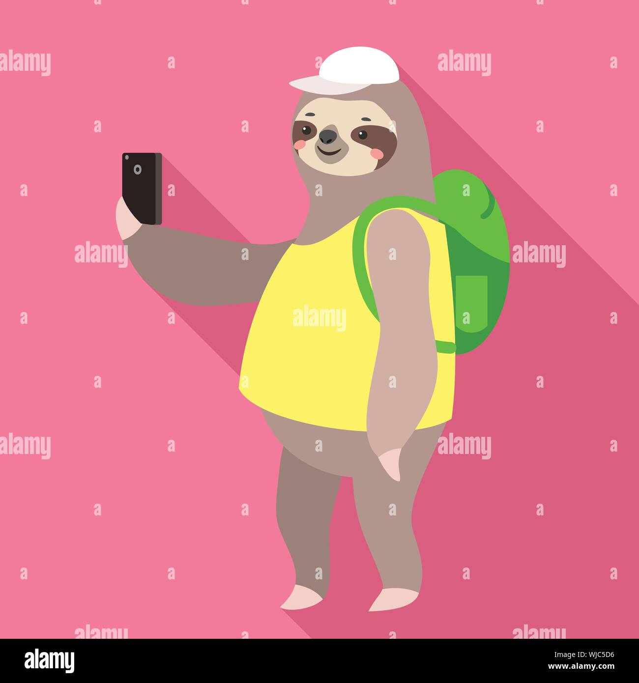 Tourist sloth icon. Flat illustration of tourist sloth vector icon for ...