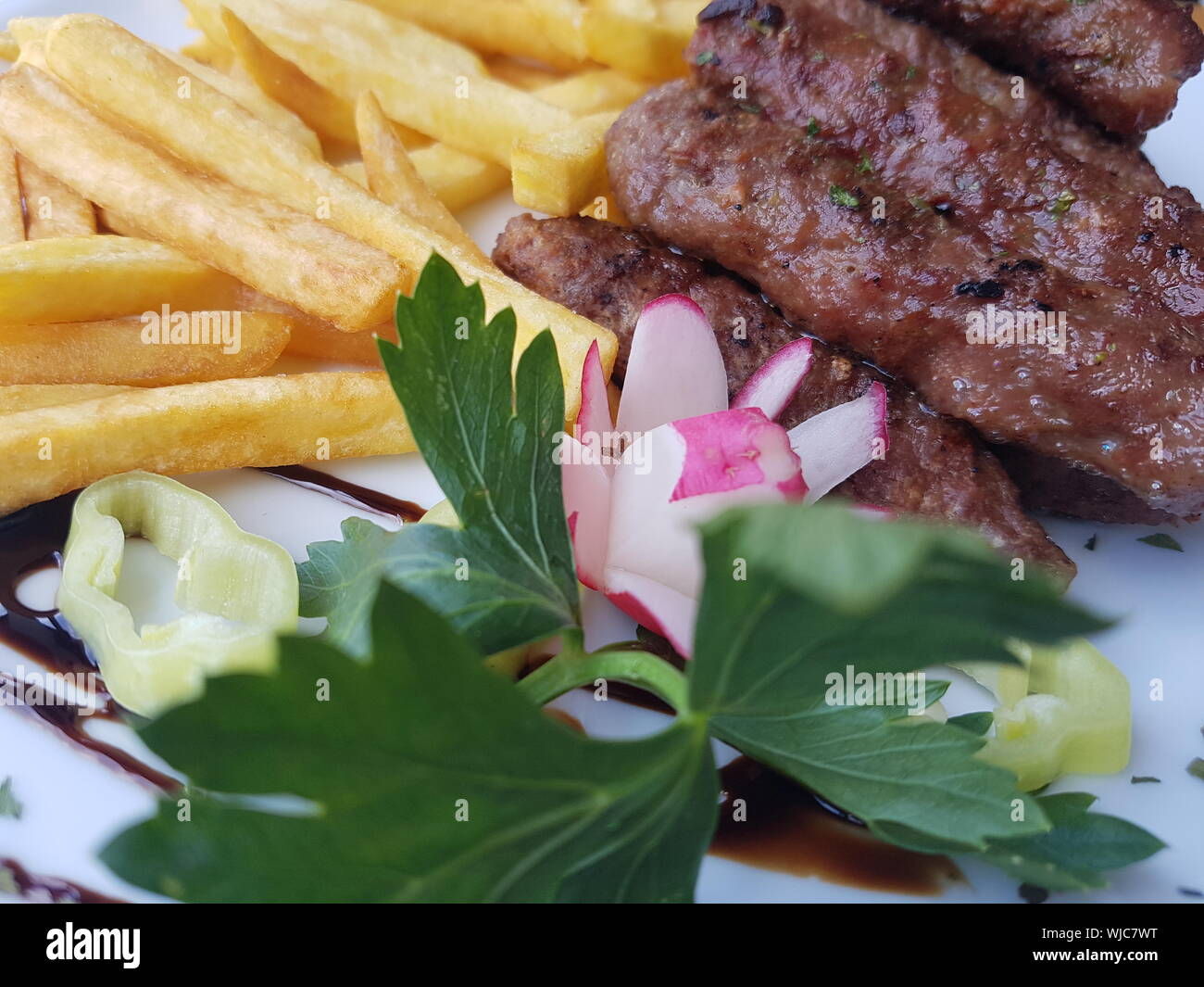 Potato fries and meat hires stock photography and images Alamy