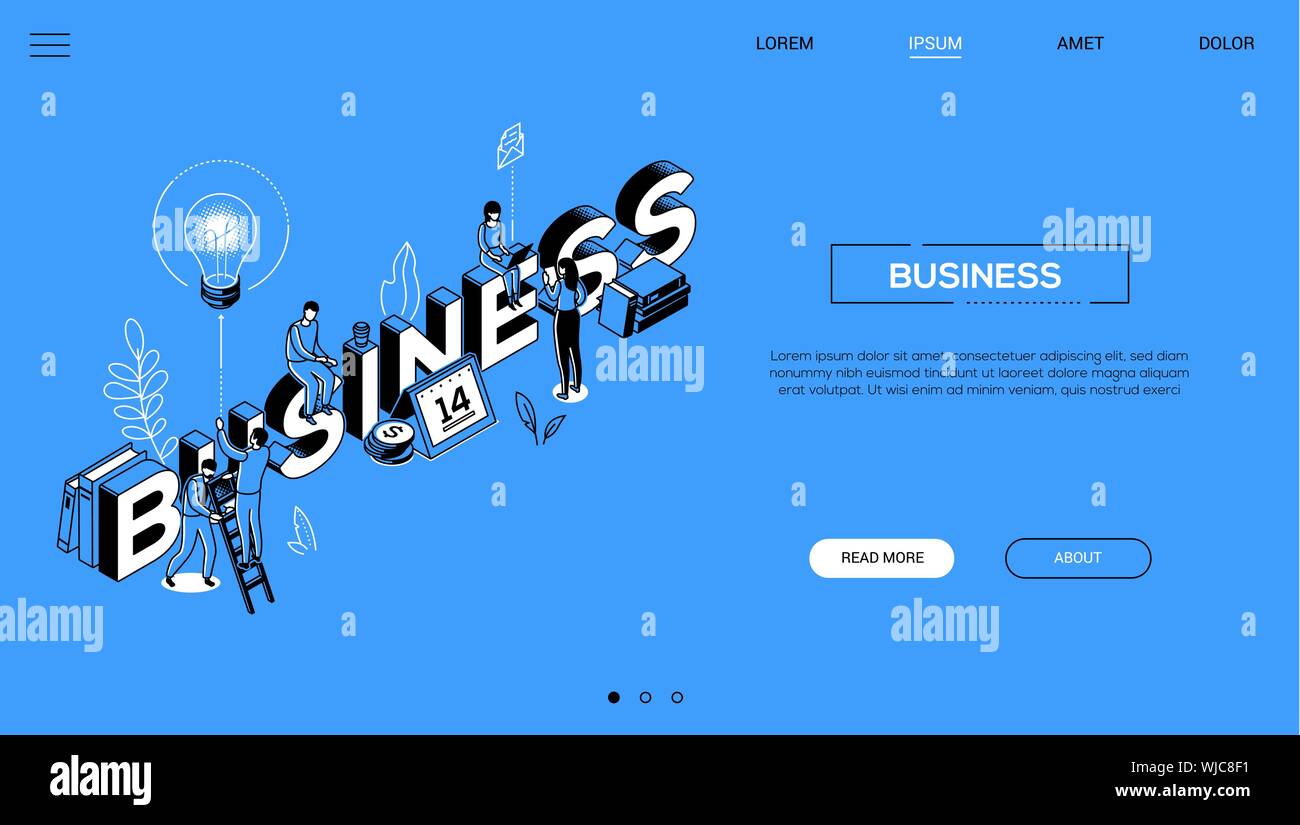 Business - line design style isometric web banner Stock Vector Image ...