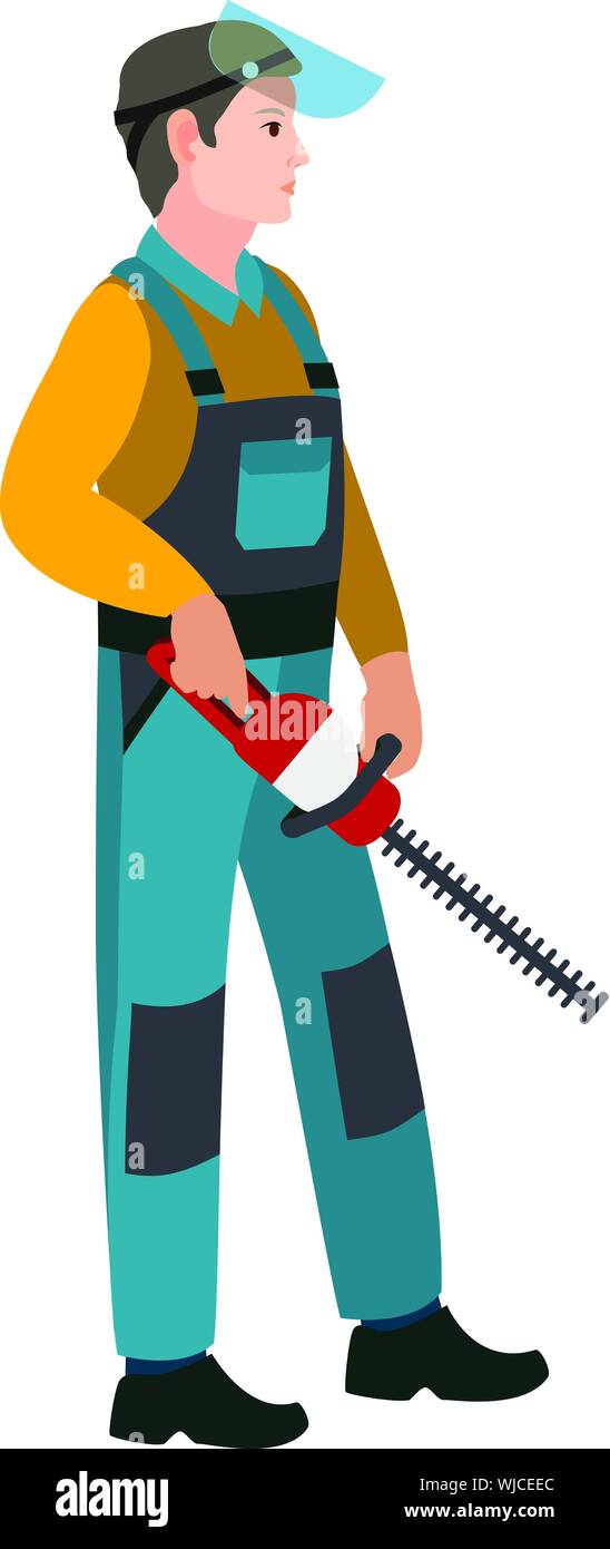 Garden brush cutter icon. Flat illustration of garden brush cutter vector icon for web design Stock Vector