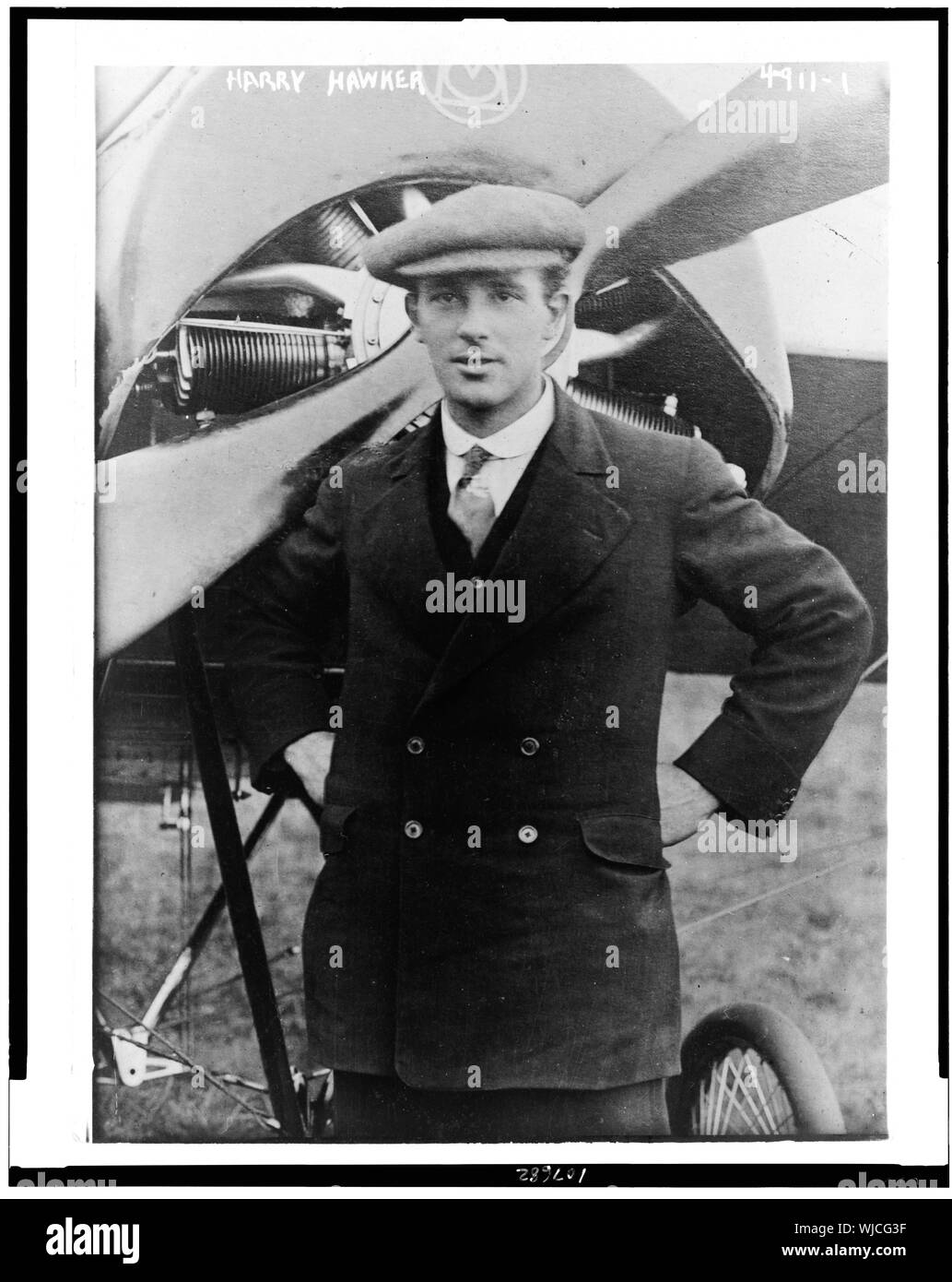 Harry Hawker to try transatlantic flight from St. John / Photo. by Bain News Service, New York City. Stock Photo
