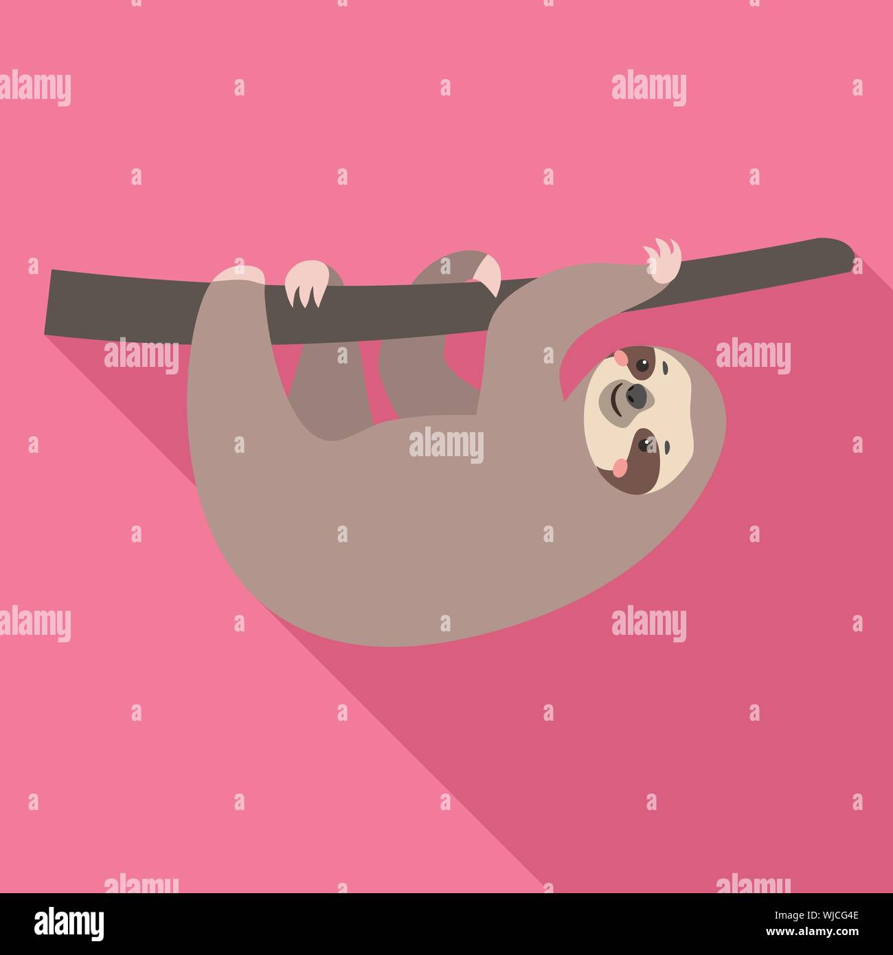 Happy sloth icon. Flat illustration of happy sloth vector icon for web design Stock Vector