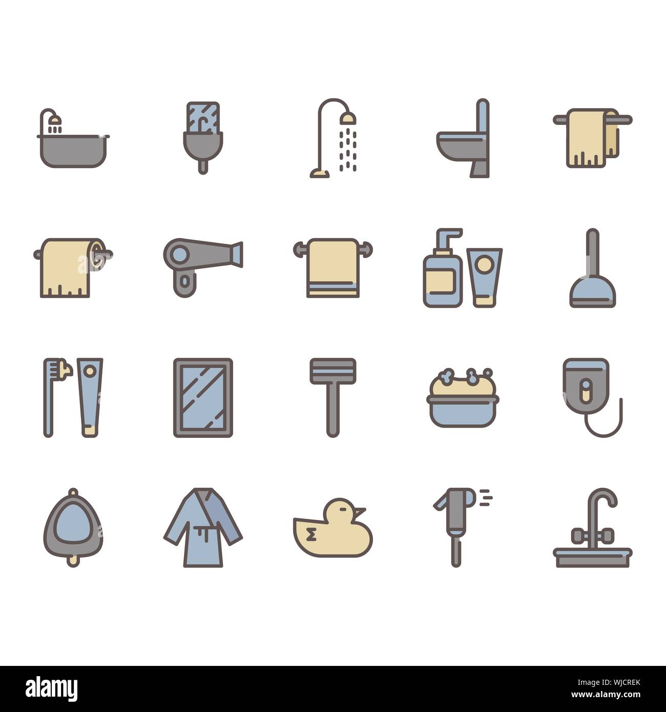 Bathroom related icon set. Vector illustration Stock Vector