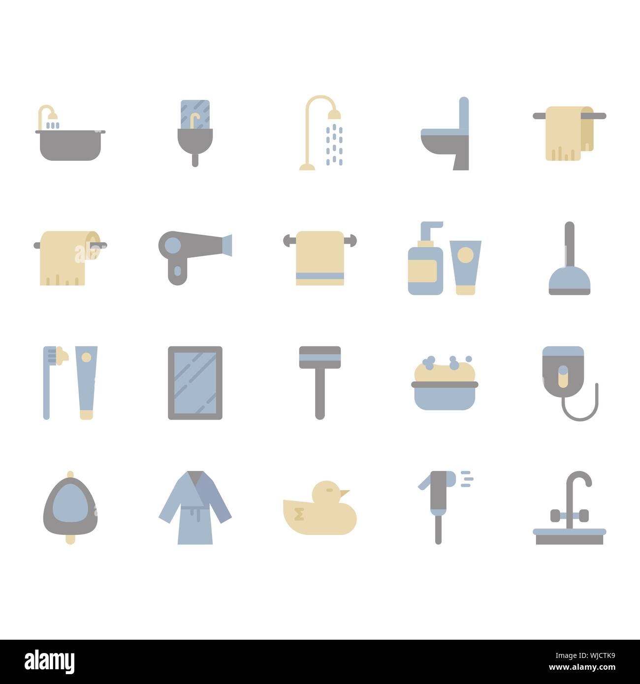Bathroom related icon set. Vector illustration Stock Vector