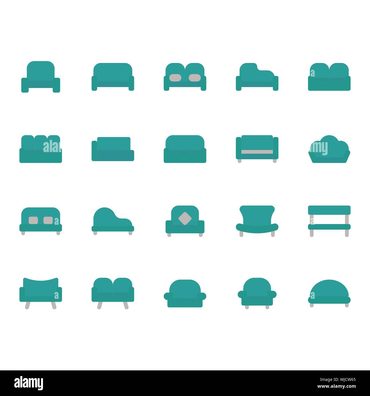 Sofa and seat icon set. Vector illustration Stock Vector