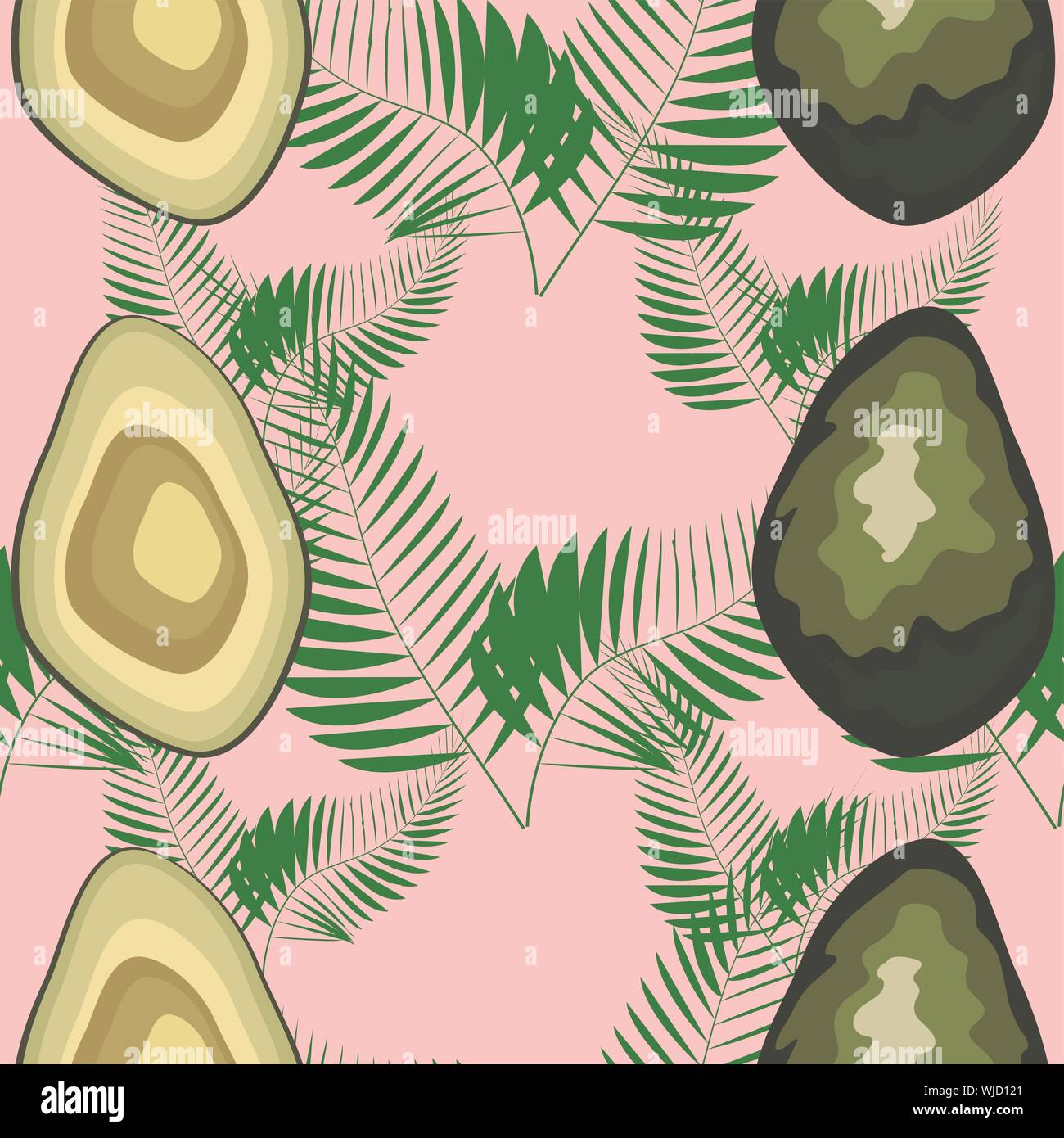 Tropical seamless pattern with avocado and leaves. Pattern for kitchen ...