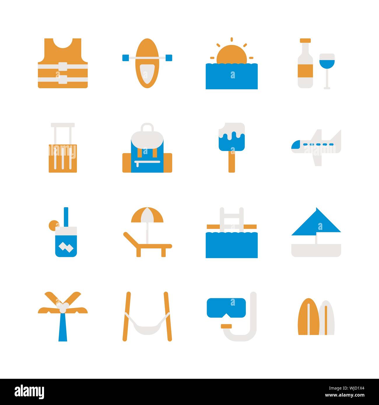 Summer and vacation icon set.Vector illustration Stock Vector Image ...