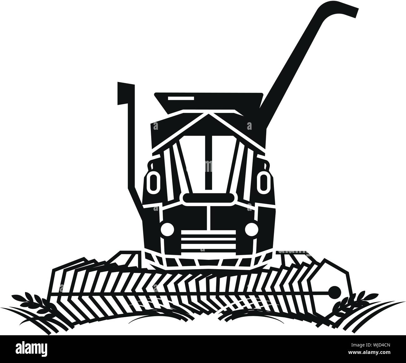 Working harvester icon. Simple illustration of working harvester vector