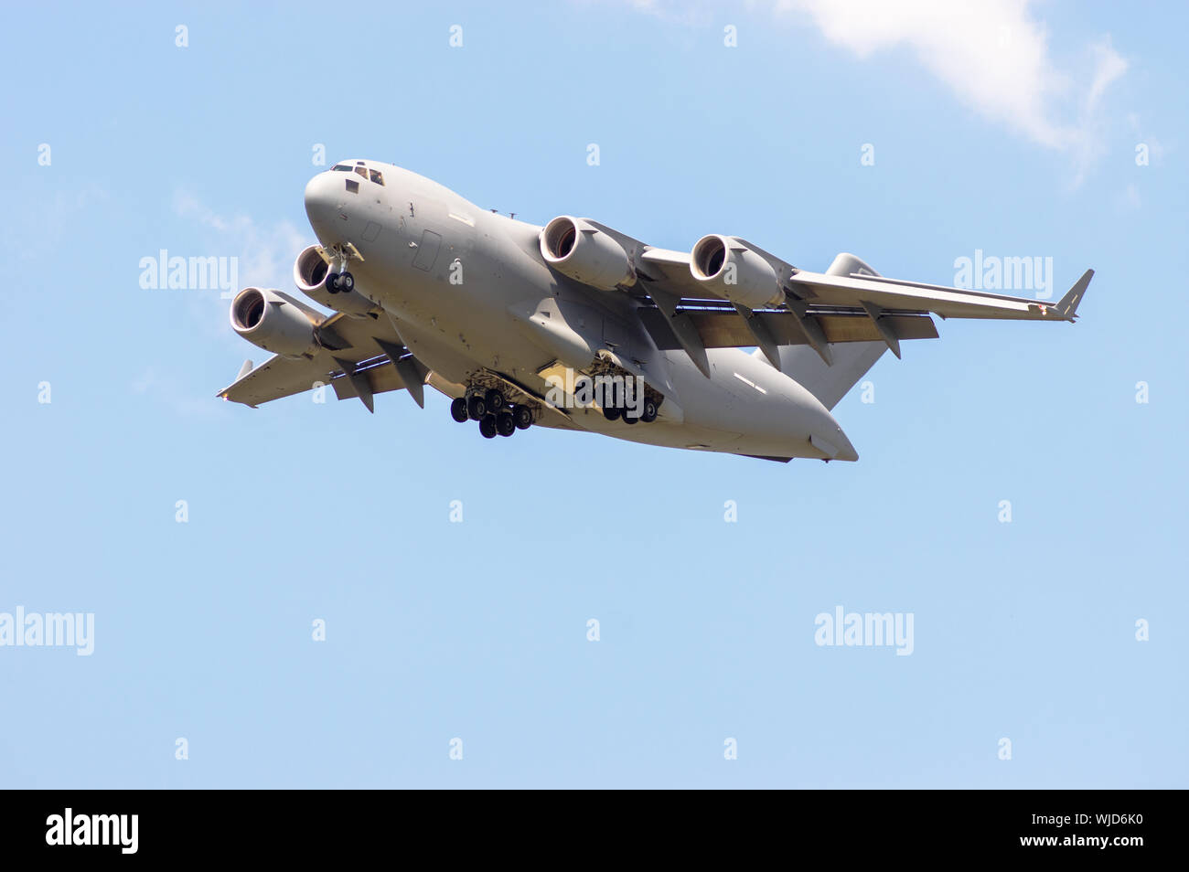 Boeing C-17 Globemaster III viewed from the front at an airshow Stock ...