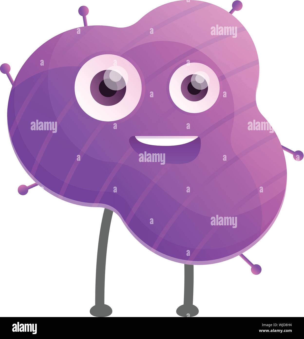 Happy violet bacteria icon. Cartoon of happy violet bacteria vector ...