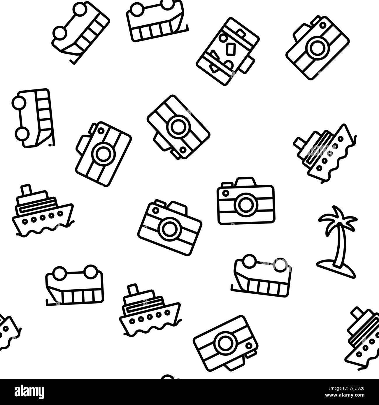 Tourism And Travel Around World Vector Seamless Pattern Stock Vector ...