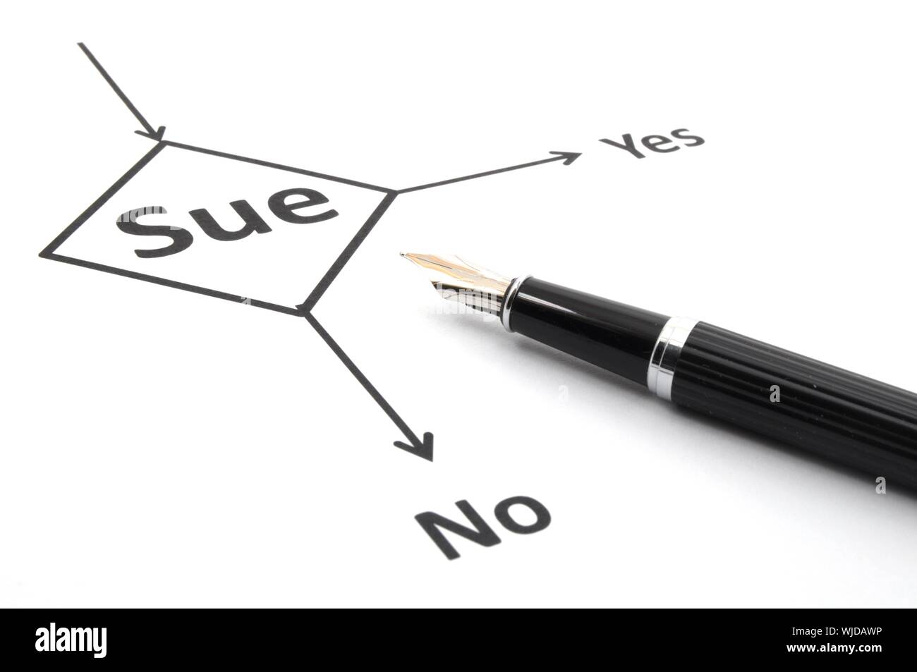 sue lawsuit or law concept with flowchart and pen Stock Photo - Alamy