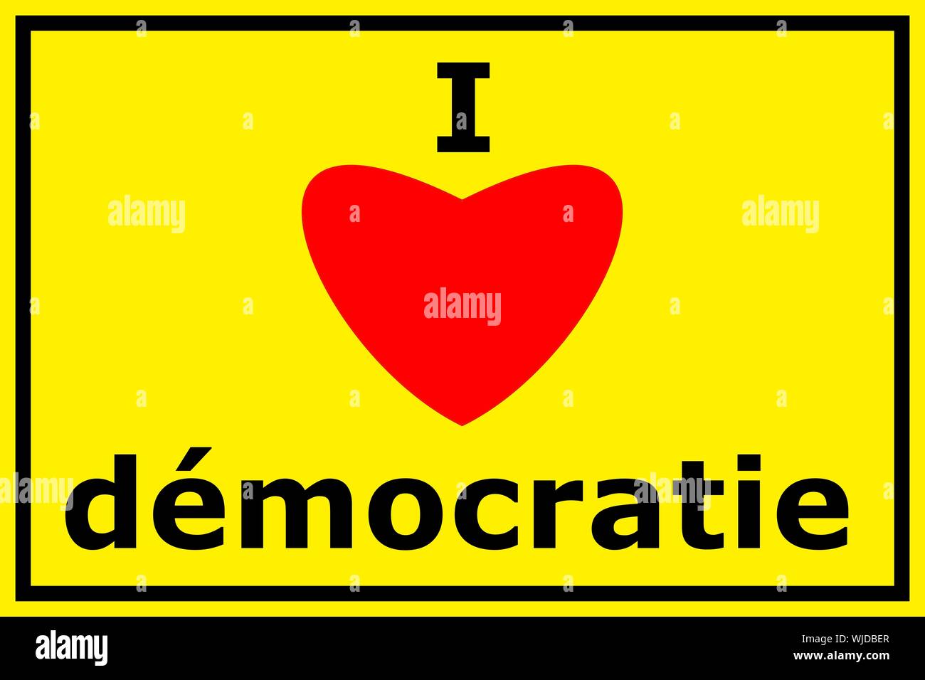 i love democracy sigh with heart showing freedom concept Stock Photo
