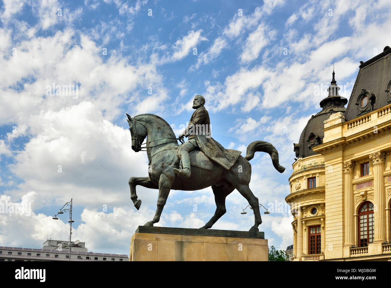 Equestrian statue of King Carol I (1839-1914), the first king of Romania. Bucharest, Romania Stock Photo