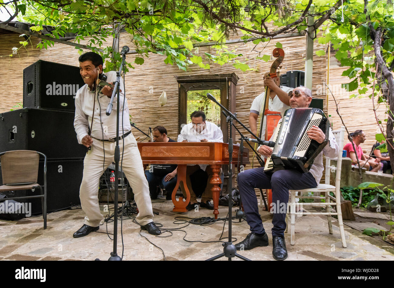The gipsy band Taraf de Caliu, during a concert at Gradina Sticlarilor.  Bucharest, Romania Stock Photo - Alamy