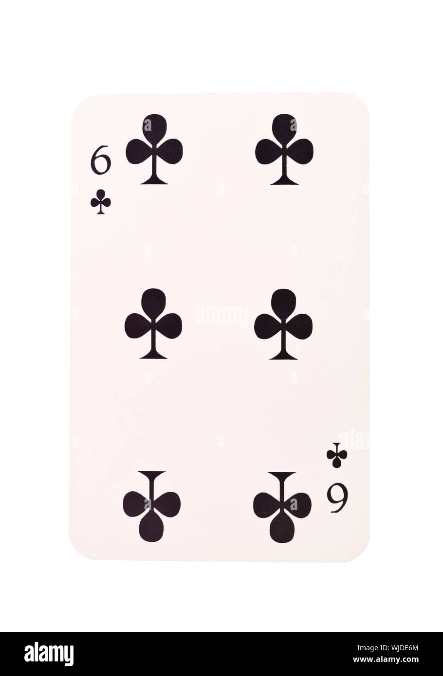 Six of clubs isolated on white background Stock Photo - Alamy