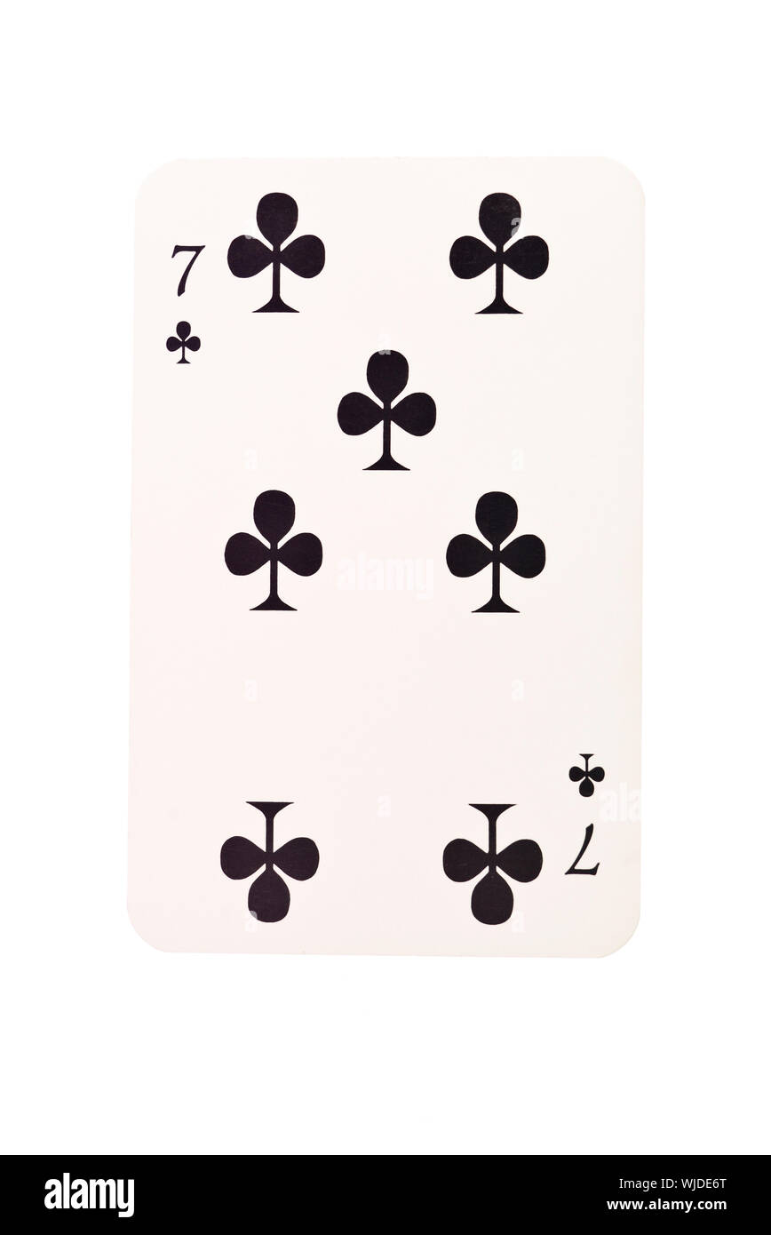 Seven of clubs isolated on white background Stock Photo