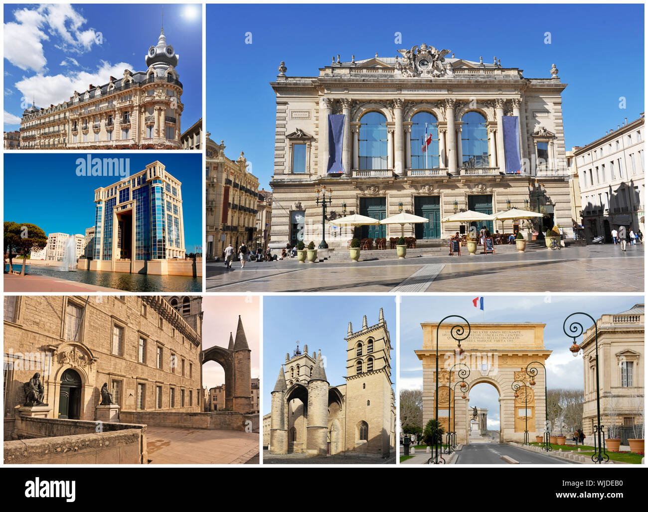composite image with monuments in Montpellier, Languedoc Roussillon, France Stock Photo