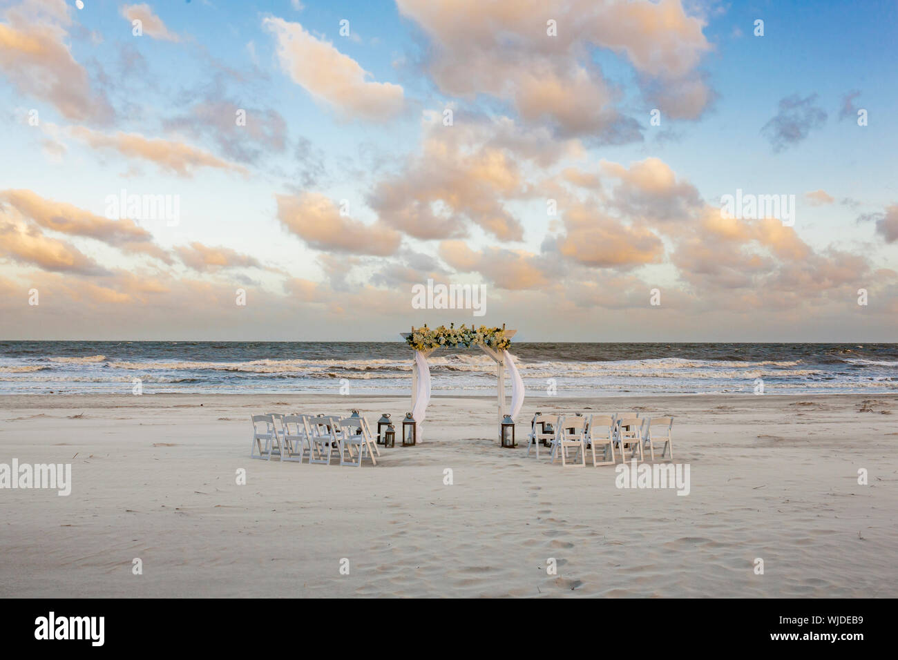 Beach Wedding Venue At Sunset Stock Photo 269515997 Alamy