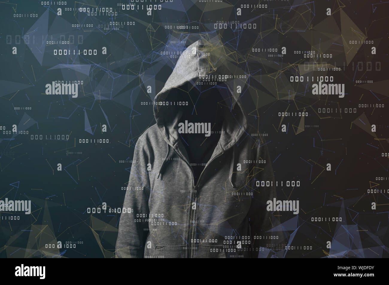 Anonymous computer hacker, concept for network security, cyber attack or ransomware Stock Photo