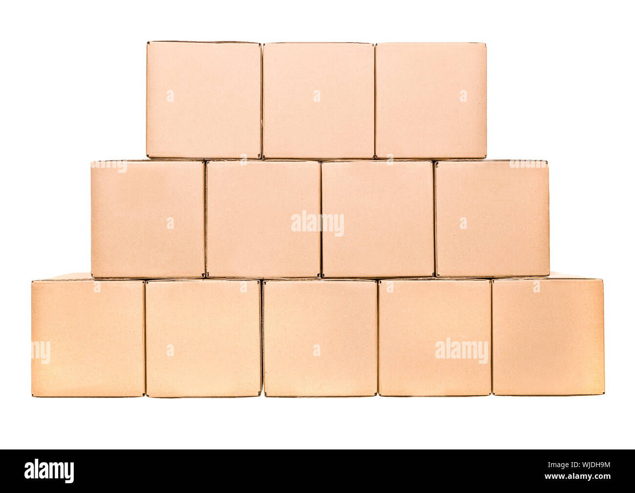 Stack of closed cardboard boxes isolated on white background Stock ...