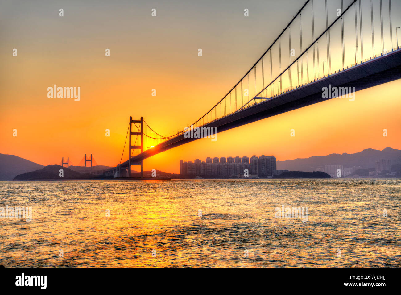 Bridge at sunset in Hong Kong Stock Photo - Alamy