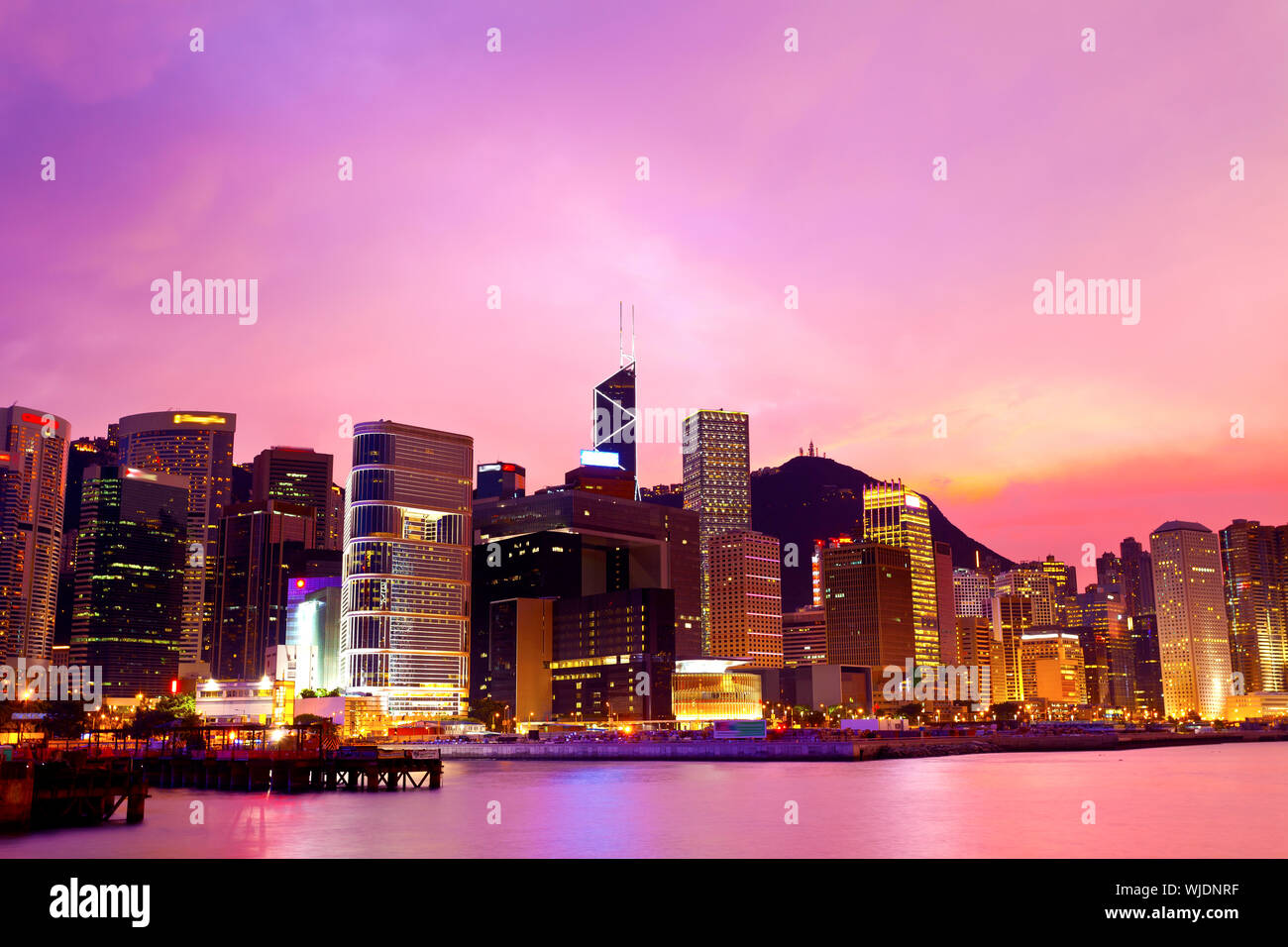 Hong Kong modern buildings at sunset Stock Photo - Alamy